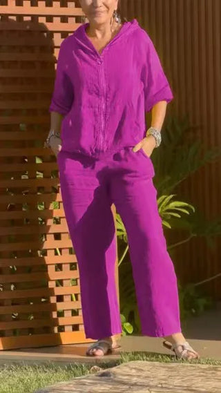 Women's Hoodie Cotton Pants Suit
