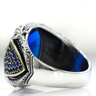 Handmade Blue Glass Stone Party Ring