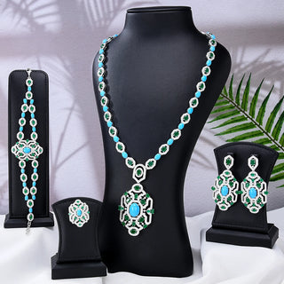 Missvikki Luxury Long Drop Necklace Earrings Jewelry Sets Super CZ for Noble Women Bridal Wedding Gorgeous Sparkling Best Gift