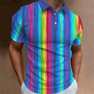 Graffiti Stripe Print Polo Shirt