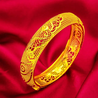 Peacock Clip Bracelet for Women 24K Gold, AU999 Daily Wearing Retro Shows Calm and Temperament, Adapted to Chinese Retro Style