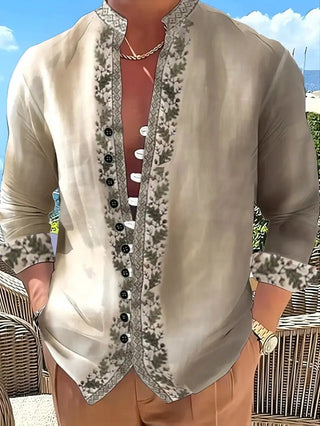 Men's Long Sleeve Flower Print Shirt - Epictzar Intl.