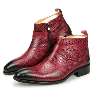 Snake Print Genuine Leather Ankle Boots