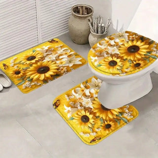 Vibrant Sunflower Design Shower Curtain Set