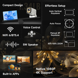 Android 11 HY310 Mini Auto Focus Projector