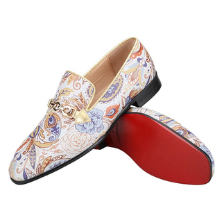 Genuine Leather Floral Slip-On Loafers
