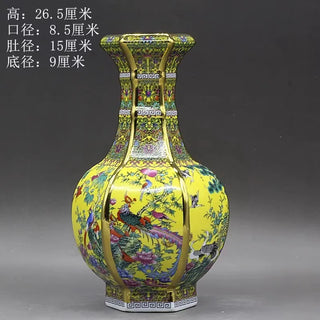 Colorful Enamel Flowers Antique Vase