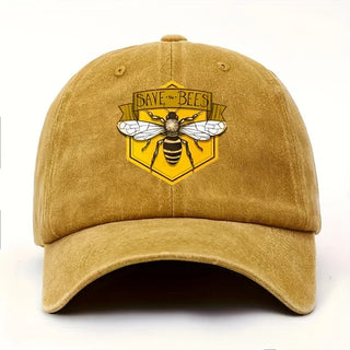 Bee print baseball cap with simple design for men and women, fashionable trend
