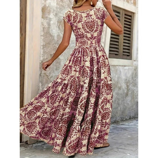 Bohemian Floral Print Ruffled Long Dresses - Epictzar Intl.