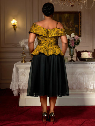Women Cold Shoulder Skirt Set