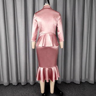 Single Breasted Mermaid Matching Skirt Sets