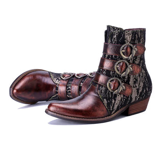 Floral Bohemian Zipper Ankle Boots