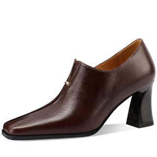 Elegant Square Toe Chunky Heel Shoes