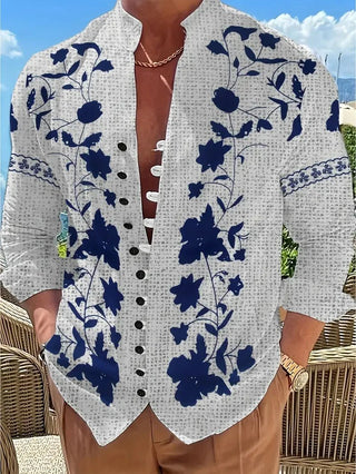 Men's Long Sleeve Flower Print Shirt - Epictzar Intl.