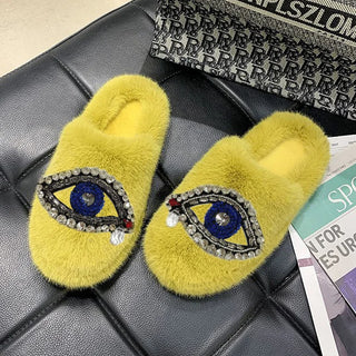 Plush Cotton Fashion Faux Fur Slippers