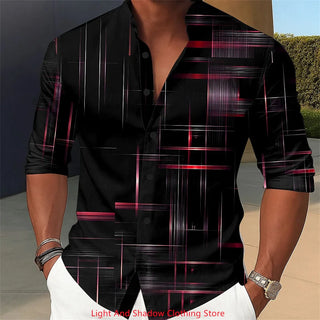 Casual 3D Printed Long Sleeved Shirt
