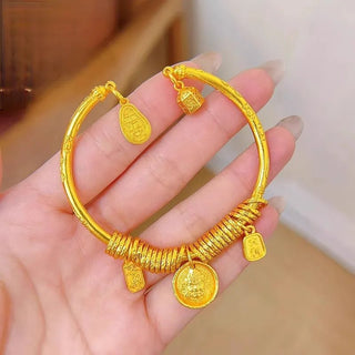 Yellow Gold Coiled Adjustable Open Bangle - Epictzar Intl.