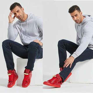 Glossy Patent Leather Crocodile Pattern Sneakers