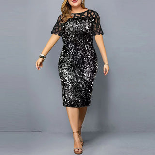 Lady Curvy Shiny Bodycon Party Dress