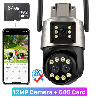 ABUNTU 12MP 6K Wifi Surveillance Camera 8X Digital Zoom Outdoor PTZ Wifi Camera Human Detection Alarm 4K Security Camera ICSEE