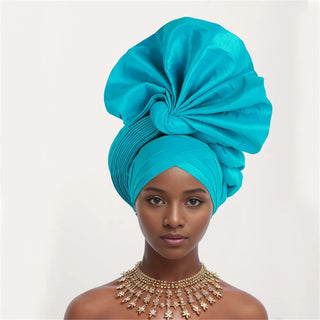 Raw Silk Turban Party Headwraps