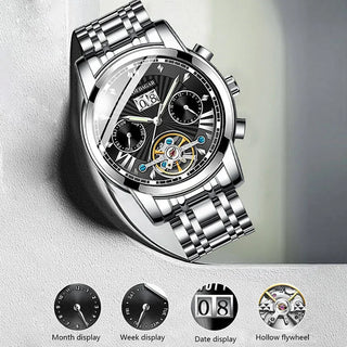 POEDAGAR Men Watch Top Brand Luxury Automatic Mechanical Watches Waterproof Luminous Business Stainless Stain Men's Wristwatch