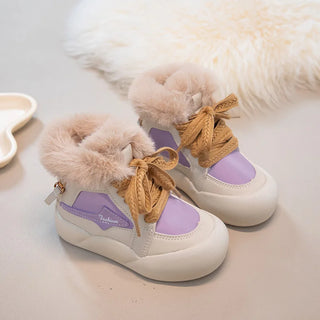 Faux Fur Winter Boots For Girls Thick Warm Children's Plush Boots Trend Fashion Teenager Kid's Snow Boots Outdoor Warm Boots
