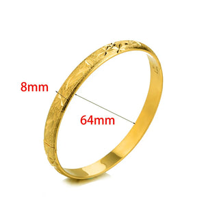 24k 8MM 6Pcs/Lot Dubai Gold Bangles for Women Men Color Ethiopian Bracelets African Jewelry Saudi Arabic Wedding Bride Gift