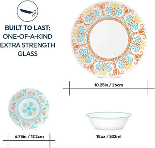Terracotta Dreams Dinnerware Set for 6,18 Pieces Dinner Plates, Appetizer Plates, and 18 Oz Bowls Dishwasher, Microwave, and Fre