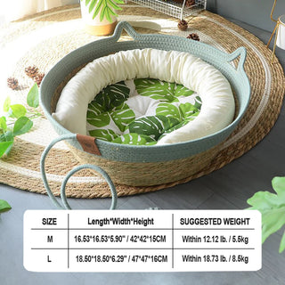 Indoor Straw Plaited Basket Pet Bed