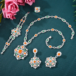 Missvikki Luxury Long Drop Necklace Earrings Jewelry Sets Super CZ for Noble Women Bridal Wedding Gorgeous Sparkling Best Gift