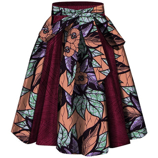 Elastic Waist Flower Print Dashiki Skirt