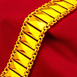Men's Wide Edge 24K Gold S-Clasp Bracelet