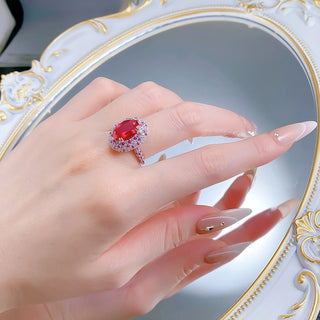 Luxury Oval Ruby Gems Diamond Ring