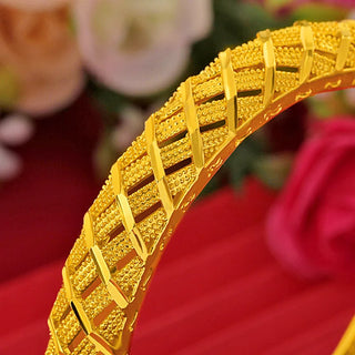 Ancient Elegant Carved 24K Gold Bangle