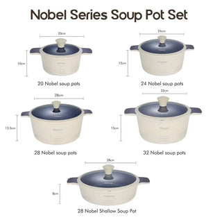 DONNOR 15pcs/set Non Stick Pan Cookware Ceramic Frying Pan Soup Pot with Lid Anti Scald Double Ear Stove Universal Kitchen Tools