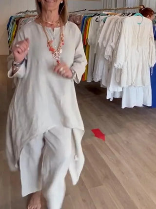 Long-sleeved Women Linen Suit