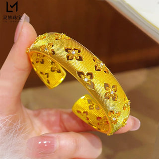 Lucky Blessing 24K Gold Open Bangle