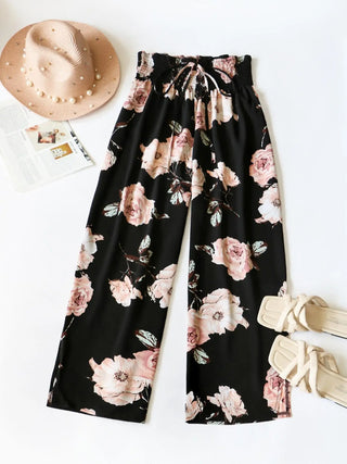 Floral Print Bow Front Wide Leg Pants - Epictzar Intl.