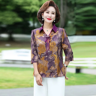 Office Lady Turn-down Collar Blouse