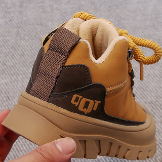 Winter Plush Boots For Children PU Leather Waterproof Boy's Warm Cotton Shoes Thick Warm Platform Teenager Kid's Snow Boots