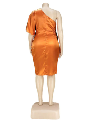 One Sleeve Satin Evening Party Dress