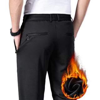 Big Size 10XL Winter Pants Men Fleece Lined Elastic Waist Strtch Trousers Male Thick Warm Straight Business Work Wear Plus Large