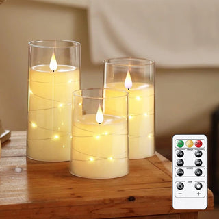Embedded Stars Flameless LED Candles