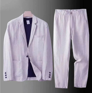 Men Linen 2Pcs Business Blazer Set