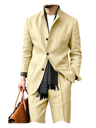 Men's Breathable 2Pcs Linen Business Suit