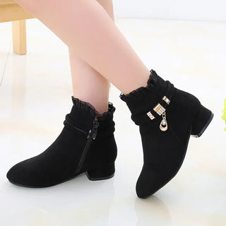 Girls Low Heels Short Boots