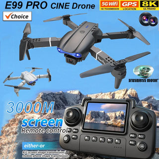 E99 Pro Drone with 8K HD Camera Remote Control Quadcopter Four Axis Aircraft Altitude Hold GPS Flying Toy for Aerial Photography