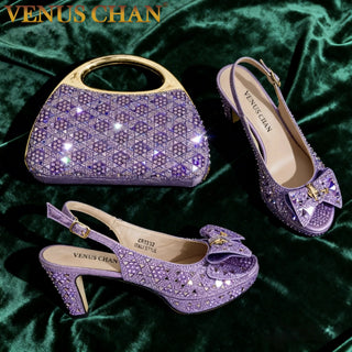 Rhinestone Peep-Toe Sandals & Bag Set