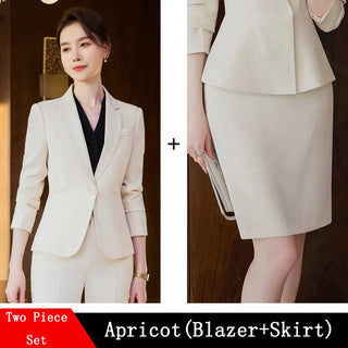 Novelty Wine Red Formal Women Business Suits with Skirt and Jackets Coat Ladies Office Professional Blazers Spring OL Styles